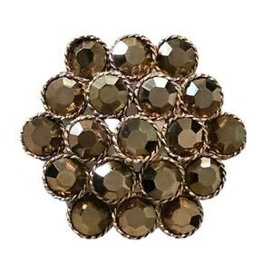 Vintage Weiss Gold Rhinestone Cluster Flower Brooch
